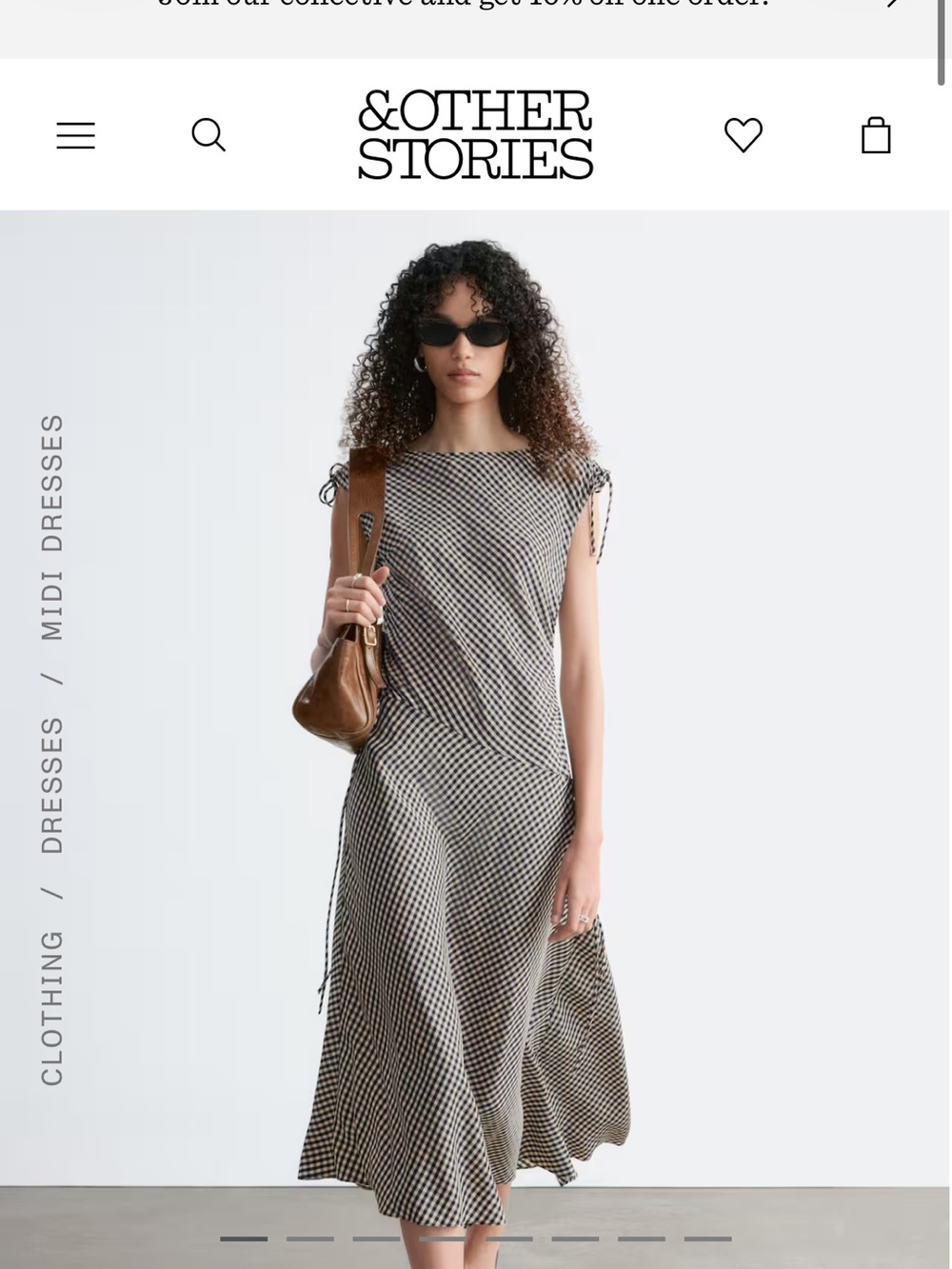 & Other Stories Black and White Checked Midi Slip Dress Sold Out